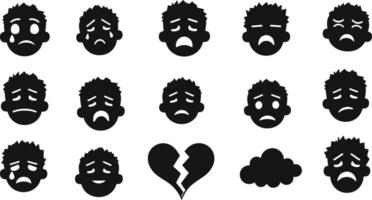 sad face, sad emoticon, unhappy face icon, crying face vector