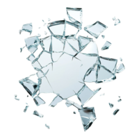 Glass Break Effect Featuring Cracked Mirror and Floating Sharp Shards in Motion Isolated on Transparent Background png