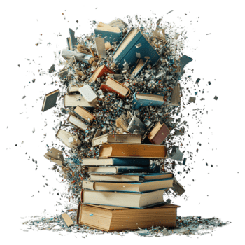 volador libros y destrozado paginas desde explotando apilar aislado en transparente antecedentes png