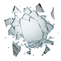 Broken Mirror Explosion Showing Sharp Glass Shards and Cracks Spreading Outward Isolated on Transparent Background png