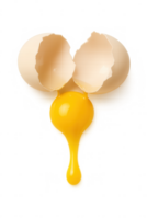 Broken egg with yolk dripping isolated on transparent background png