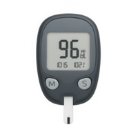 Digital glucose meter displays 96 reading for health monitoring and diabetes management png