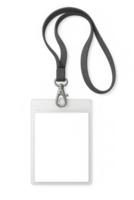 Professional modern gray lanyard and clear badge holder ready for customization or event access png