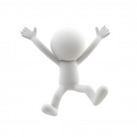 3d icon character leaping, arms transparent expressing exuberant happiness against raised, backdrop png