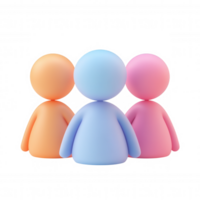 Pastel background icon figurines standing together, symbolizing diversity and unity against clean transparent 3d png