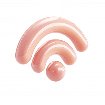 lucido rosa Wi-Fi simbolo Internet icona è galleggiante su un' trasparente sfondo, che rappresentano senza fili Rete 3d e connettività png