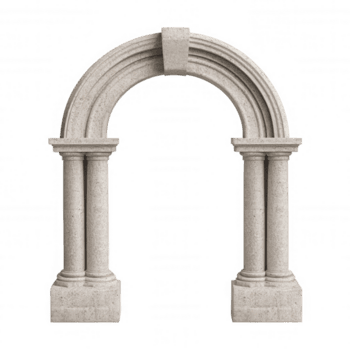 klassisk arkitektonisk båge 3d ikon terar sniderier blommig invecklad och stödjande räfflad kolumner, isolerat på en transparent bakgrund för lätt integration in i mönster png