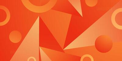 Abstract colorful orange triangle background. Simple circle shapes pattern with triangle 3D element design. vector