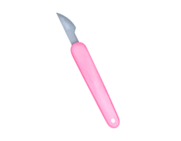 Small pink precision knife with sharp curved blade and plastic handle on isolated background png
