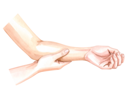 Arm massage technique with hand holding forearm illustration for wellness and spa treatment on isolated background png