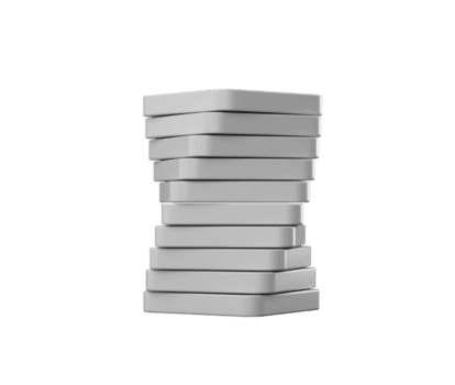 3D stack of white rectangular blocks, arranged in a slightly twisted manner. 3D Illustration png