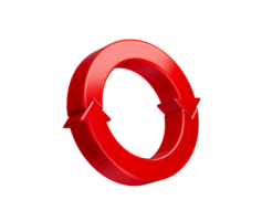 3d Vibrant Red Clockwise Arrow Loop Symbolizes Recycling And Continuous Rotation. 3D Illustration png
