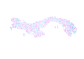 Illuminated Panama Digital Data Map Pink And Blue Neon Glowing Particles 3D Illustration png