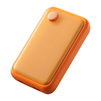 Orange rectangular electronic device with a single button on a transparent background png