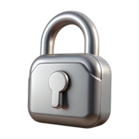 Shiny silver padlock isolated on a transparent background with a keyhole png