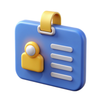 3d cartoon style blue id card with person icon and clip png