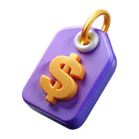 Blue price tag with golden dollar sign and ring png