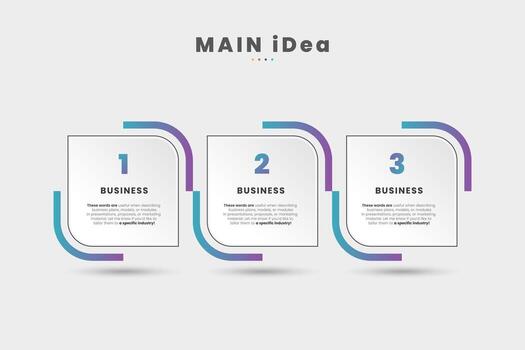Three Business infographic options design template illustration. and the modern infographic design with 3 options in gradient color style vector