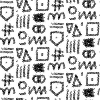 Pattern geometric lines and elements with thin strokes. Heart, arrow, rectangle, square, circle, triangle. Print with noise, ink print, ink brush, dry brush. Multi-layered lines. Group of lines vector