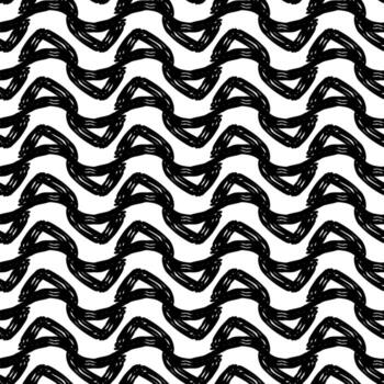 Pattern of curved linear abstract triangles, hand-drawn with a clear set of lines like shoelaces. Direction up and down. Seamless monochrome texture. Multi-layered lines. Group of lines in the shape vector