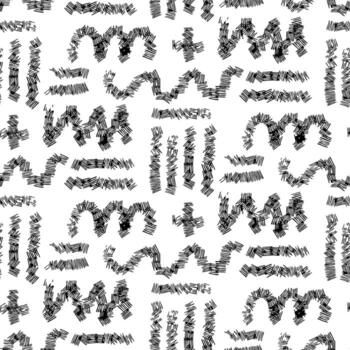 Pattern geometric lines with fine strokes. Lines, zigzags, vertically, horizontally. Printing with noise, printing with ink, printing with ink, dry brush. Multi-layered lines. Group of lines vector