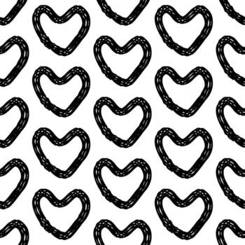 Pattern of curved linear hearts, hand-drawn with a clear set of lines like shoelaces. Seamless monochrome texture. Love. Multi-layered lines. Group of lines in the shape of abstract objects vector