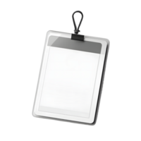 A blank white digital drawing tablet with a clip and loop isolated on transparent background png