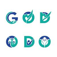 letter mark wellness human people hand care family logo collection bundle vector