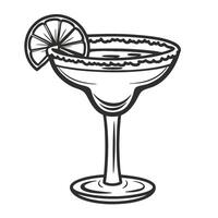 Classic margarita cocktail in elegant glass with lime wedge garnish hand drawn sketch illustration, festive summer party drink vector
