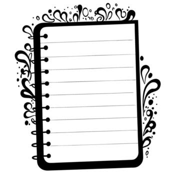 blank lined notebook page with artistic doodle border creative decorative paper, journaling template or writing design element vector