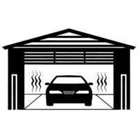 Modern car parked in closed residential garage, front view secure vehicle storage, home protection, private auto shelter vector