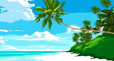 tropical playa paraíso con palma arboles ilustración Arte vector