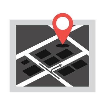 a map with a pin pointing to a location vector