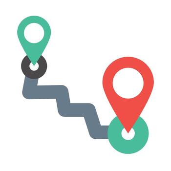 a map with two pins pointing to a location vector