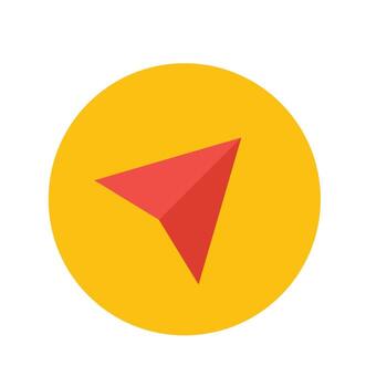 a yellow circle with a red arrow pointing to the left vector