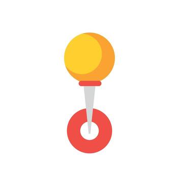 a push pin with a red and yellow ball on it vector