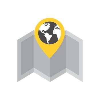 map pin icon with globe on it vector