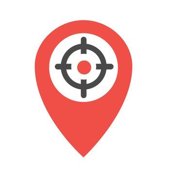 a red pin with a target on it vector