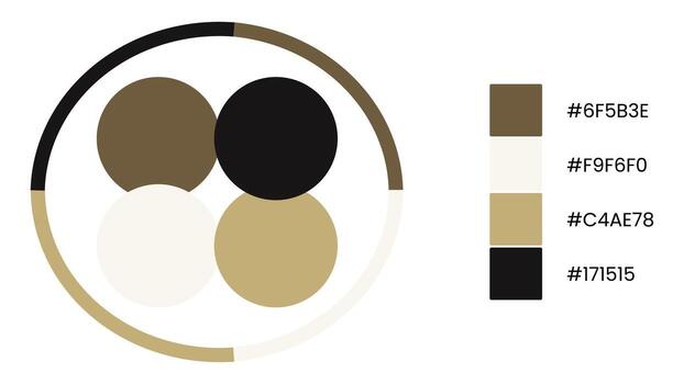 Abstract circular design with earthy color palette and hex codes. vector