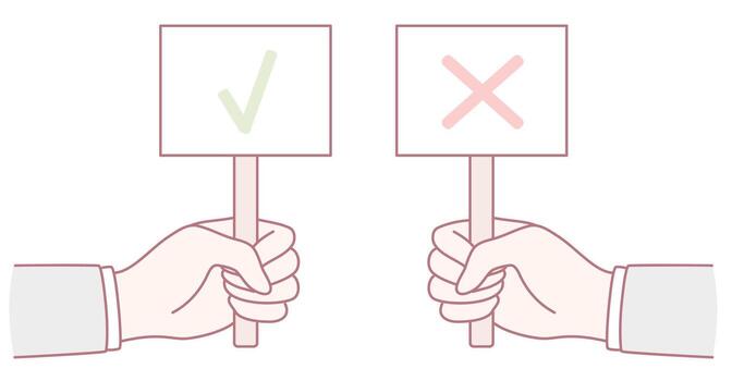 Voting Symbols Utilizing Check and Cross Signs for Effective Decision Making Processes vector