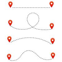 Delivery route with marks on map. Dotted path lines. illustration vector