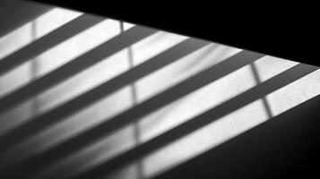 Dramatic Light and Shadow Stripes on Textured White Surface. photo