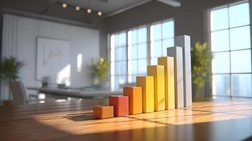 Growing bar chart representing increasing profits in a modern office photo