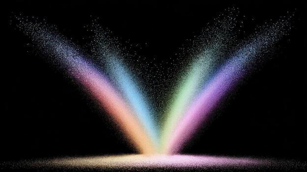 Colorful powder explosion on black background creates vibrant abstract art with dynamic motion and bright pastel hues photo