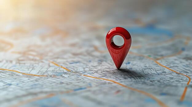 Exploring Destinations With a Red Map Pin on a Detailed City Map photo