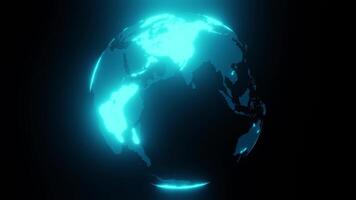 Hologram of the blue earth planet animation video