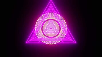 Sci fi VJ loop tunnel with purple triangle and orange ring video