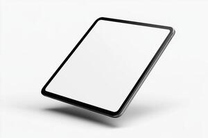 Sleek Black Tablet Floating on White Background photo
