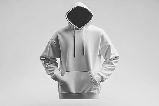 Monochromatic Hoodie with Hidden Face and Hands in Pockets Studio Shot photo