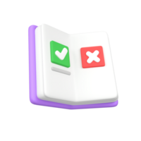 Book list isolated 3d render icon illustration png